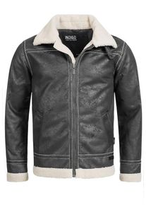 INDICODE JEANS, Herren Bomberjacke 'Barnabas', Dunkelgrau / Weiß