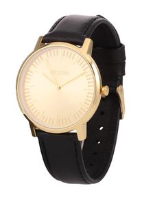 Nixon, Damen Armbanduhr 'Porter Leather' (Gehäusedurchmesser: 40mm), Gold / Schwarz