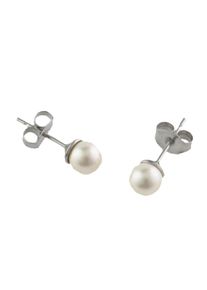 Firetti, Damen Paar Ohrstecker 'Perle' Ø ca. 5 mm mit Swarovski-Perlen, Grau