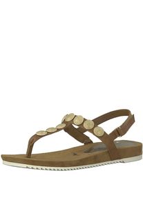Tamaris, Damen Zehentrenner Sandale 'Taler', Cognac / Gold