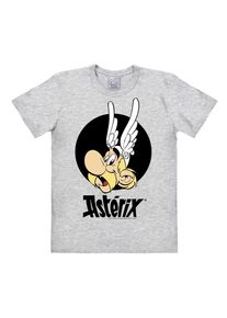 logoshirt, Herren T-Shirt 'Asterix', Graumeliert / Schwarz / Weiß