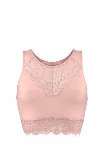 Nuance, Damen Bralette-BH ohne Bügel mit dekorativem Rücken aus Spitze, Puder