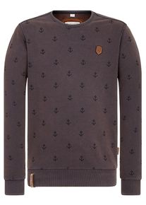 Naketano, Herren Sweatshirt 'Rise Of An Enemy', Schoko / Violettblau / Schwarz