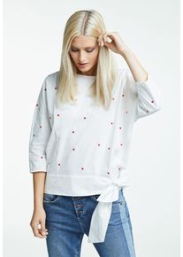 Oui, Damen Bluse, Rostrot / Wei&szlig;