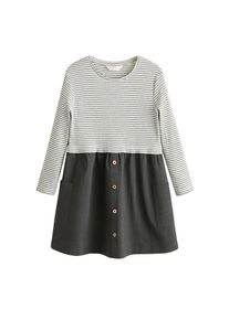 Mango Kids, Mädchen Kleid 'Berta4', Grau / Anthrazit / Weiß