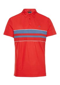J. Lindeberg J.Lindeberg, Herren Poloshirt 'Leo', Taubenblau / Hellrot / Weiß