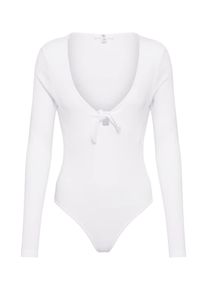 Missguided, Damen Shirt 'Ribbed Tie Front Bodysuit', Weiß