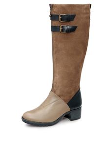 Heine, Damen Stiefel, Chamois / Hellbeige / Schwarz