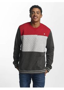 Just Rhyse, Herren Pullover 'Marble Place' im Block-Design, Grau / Rot