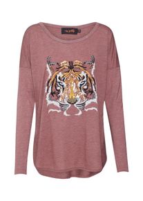 miss goodlife, Damen Langarmshirt 'Tigerhead', Rosé