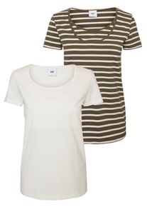 MAMALICIOUS, Damen Still-Bluse, Khaki / Weiß
