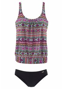 Lascana, Damen Tankini, Neongelb / Lila / Pink / Schwarz / Weiß