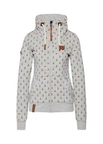 Naketano, Damen Sweatshirtjacke 'Gin des Todes', Graumeliert / Schwarz