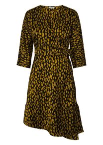 Pieces, Damen Kleid, Goldgelb / Schwarz