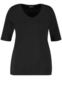 SAMOON, Damen T-Shirt, Schwarz