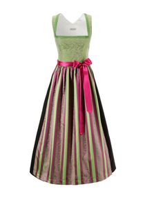 HANNAH, Damen Dirndl mit besticktem Oberteil, Hellgr&uuml;n / Pink / Schwarz