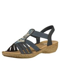 Rieker, Damen Sandalen, Dunkelblau / Silber / Naturweiß