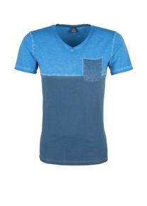 s.Oliver RED LABEL, Herren T-Shirt mit Colour Blocking, Himmelblau / Blue Denim