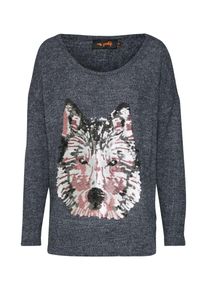 miss goodlife, Damen Pullover 'Wolf Head'', Dunkelgrau