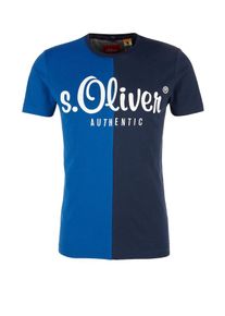 s.Oliver RED LABEL, Herren T-Shirt, Nachtblau / Himmelblau / Weiß