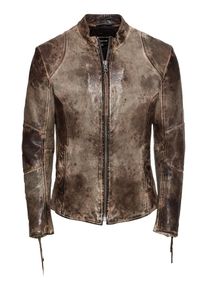 tigha, Herren Lederjacke 'Keaton', Braun / Dunkelgrau
