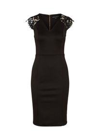 Dorothy Perkins, Damen Kleid 'Lace shoulder scuba pencil', Schwarz
