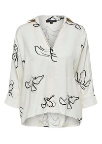 Selected Femme, Damen V-Ausschnitt Oberteil mit 3/4-Ärmeln, Weiß