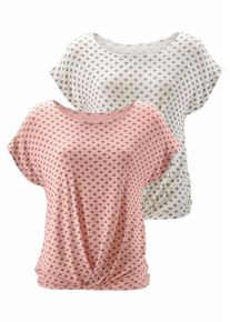Lascana, Damen Shirt, Rosa / Naturweiß