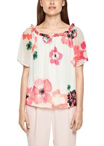 s.Oliver BLACK LABEL, Damen Off Shoulder-Bluse, Rosa / Weiß