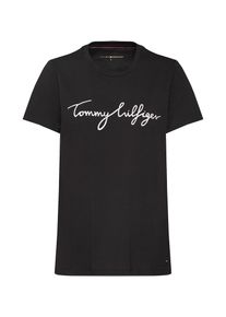 Tommy Hilfiger, Damen Shirt 'HERITAGE CREW NECK G', Schwarz / Weiß