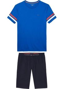 Tommy Hilfiger, Herren Pyjama 'SS SHORT SET STRIPE', Blau