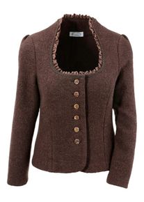 HANNAH, Damen Trachtenwalkblazer mit Schulterpolstern, Braun