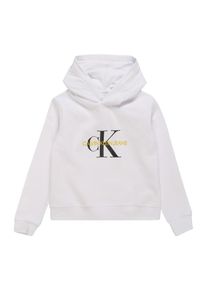 Calvin Klein Jeans, Mädchen Sweatshirts 'MONOGRAM BRUSHED BOXY HOODIE', Weiß