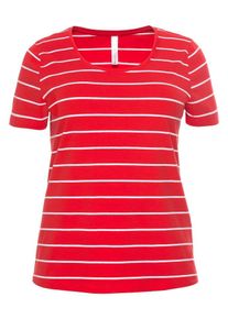 sheego Casual, Damen T-Shirt, Rot / Weiß