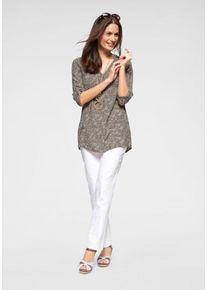 Boysen's BOYSEN'S, Damen Druckbluse, Hellbraun / Schwarz / Wei&szlig;