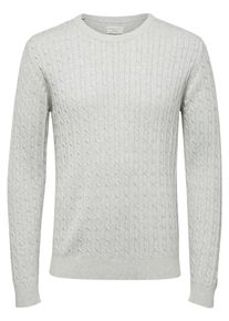Selected Homme, Herren Strickpullover Zopfstrick, Grau