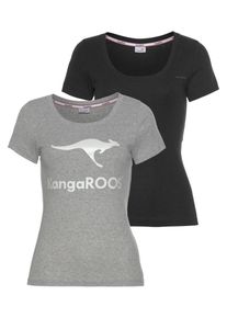 Kangaroos, Damen T-Shirt (Packung, 2er-Pack), Graumeliert