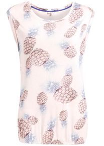 Khujo, Damen Top 'Pique Print', Hellblau / Altrosa / Wei&szlig;