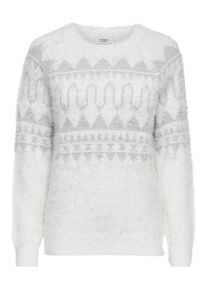 Jacqueline de Yong, Damen Pullover, Hellgrau / Wei&szlig;