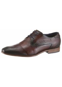 Bugatti, Herren Schnürschuhe mit dezenten Rillen, Kastanienbraun