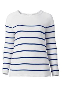 sheego Casual, Damen Rundhalspullover, Marine / Weiß