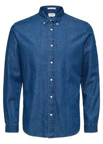 Selected Homme, Herren Hemd 'SLIMNOLAN-PRE SHIRT LS MIX W', Blau