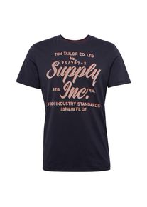 Tom Tailor, Herren T-Shirt, Kobaltblau / Altrosa