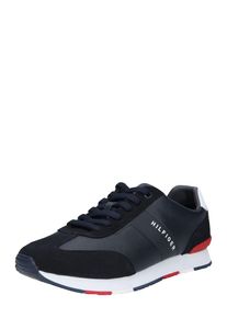 Tommy Hilfiger, Herren Sneaker 'Leather Material Mix Runner', Navy / Wei&szlig;