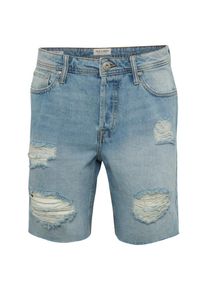Jack & Jones JACK & JONES, Herren Shorts 'JJIRICK SHORTS DENIM CUT OFF CAMP', Blue Denim