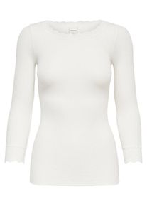 Only, Damen Spitzen-Oberteil mit 3/4-Ärmeln, Weiß