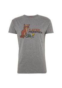 Derbe, Herren T-Shirt 'Katerfrühstück', Hellbraun / Graumeliert