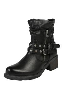 Tom Tailor, Damen Bikerboots mit dekorativen Rie, Schwarz