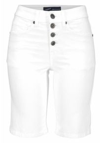 Arizona, Damen Jeansbermudas 'mit sichtbarer Knopfleiste', Weiß