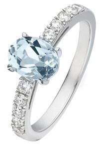 Christ, Damen Ring 'Aquamarin', Hellblau / Silber / Weiß